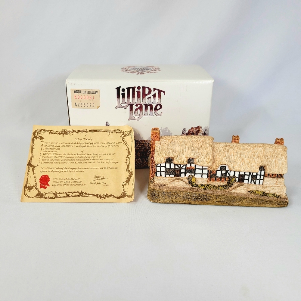 Lilliput Lane "Anne Hathaway" 1989 Shakespeare Vintage Cottage w/ Box & Deed